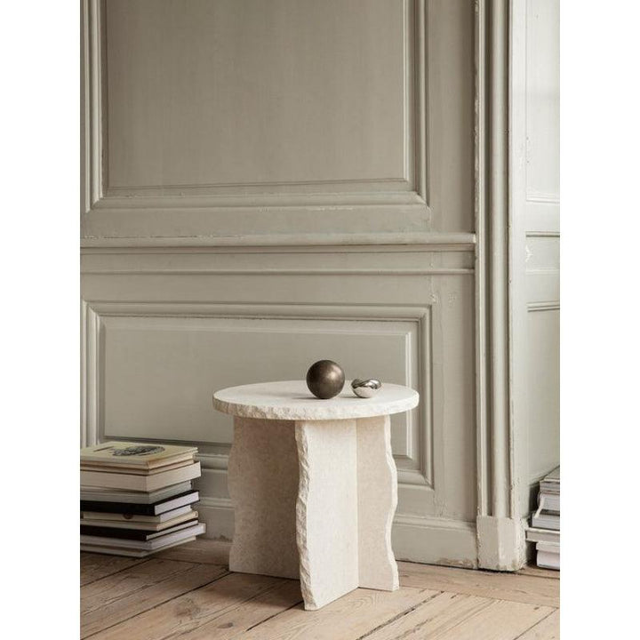 Classic Elegant Off-White Stone Marble Side Table By Alhome - Zrafh.com - Your Destination for Baby & Mother Needs in Saudi Arabia