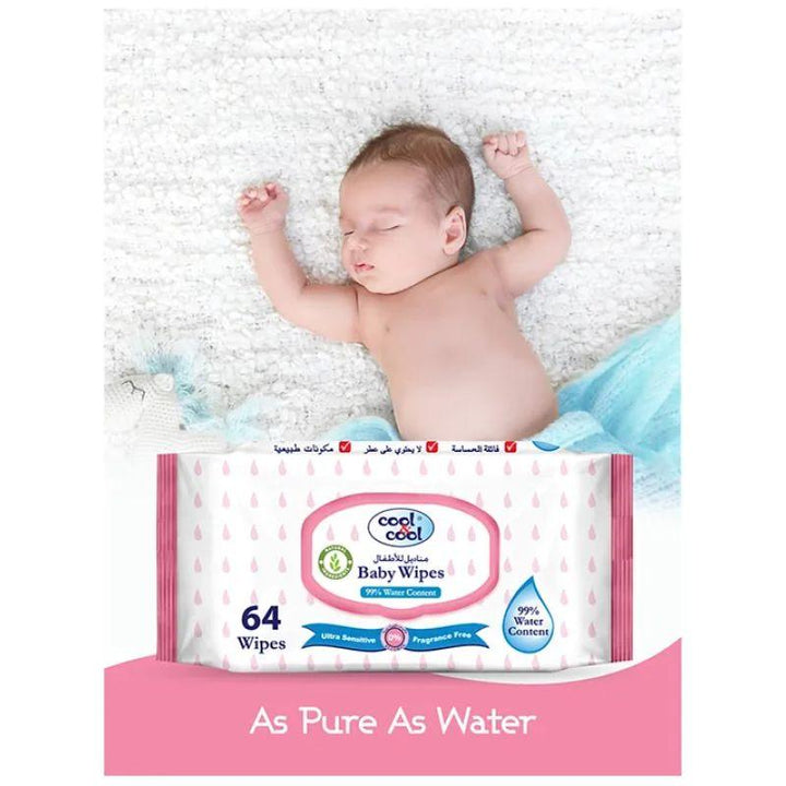 Cool & Cool Chemical Free Ultra Sensitive Wipes - 64 Pieces - Zrafh.com - Your Destination for Baby & Mother Needs in Saudi Arabia