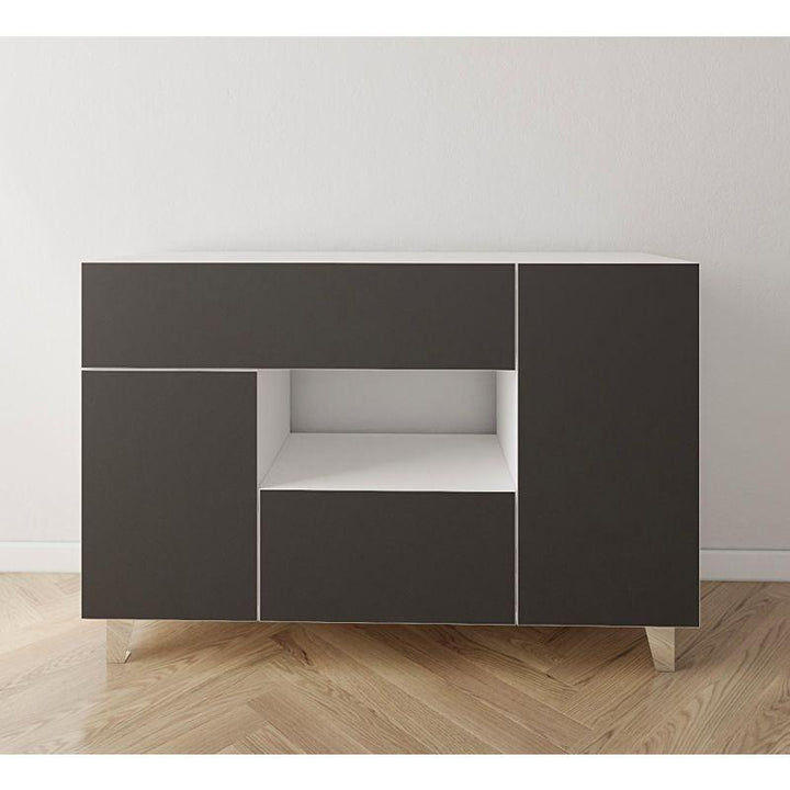 White and Black Coffee Corner with Two Shelves and Two Drawers By Alhome - Zrafh.com - Your Destination for Baby & Mother Needs in Saudi Arabia