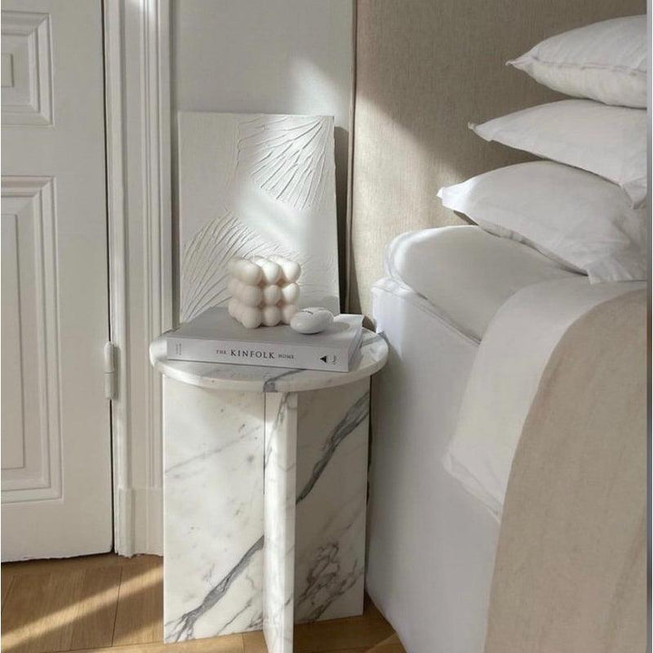 Elegance White Marble Side Table By Alhome - Zrafh.com - Your Destination for Baby & Mother Needs in Saudi Arabia