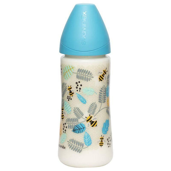 Suavinex Baby Bee Feeding Bottle With Silicone Nipple 360 ml - Blue - ZRAFH