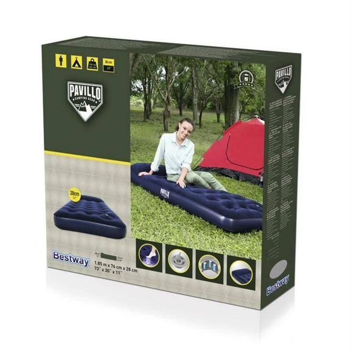 Easy Inflatable Camp Air Bed - 185x76x28 cm Blue - 185x76x28 cm - 26-67223 - ZRAFH