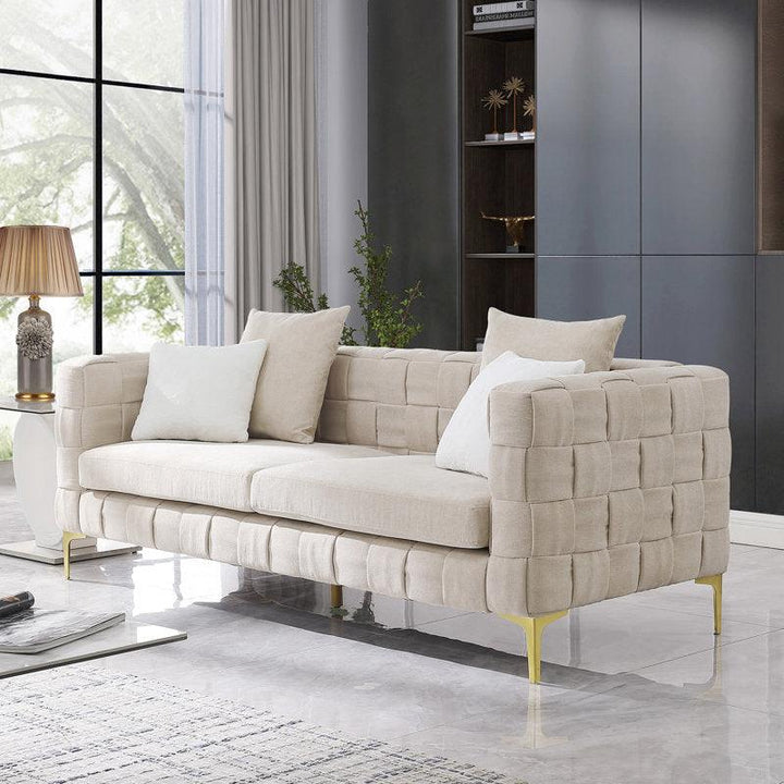 Velvet Harmony: 3-Seater Sofa in Elegant Beige By Alhome - Zrafh.com - Your Destination for Baby & Mother Needs in Saudi Arabia