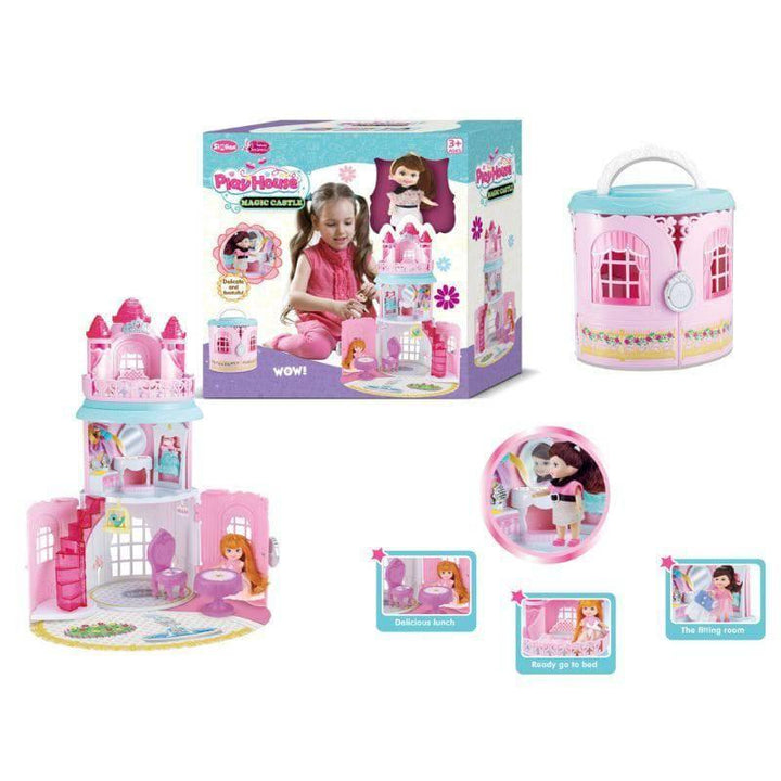 Beautiful Doll With Castle Set Pink - 65x28x48 cm 32-1738833 - ZRAFH