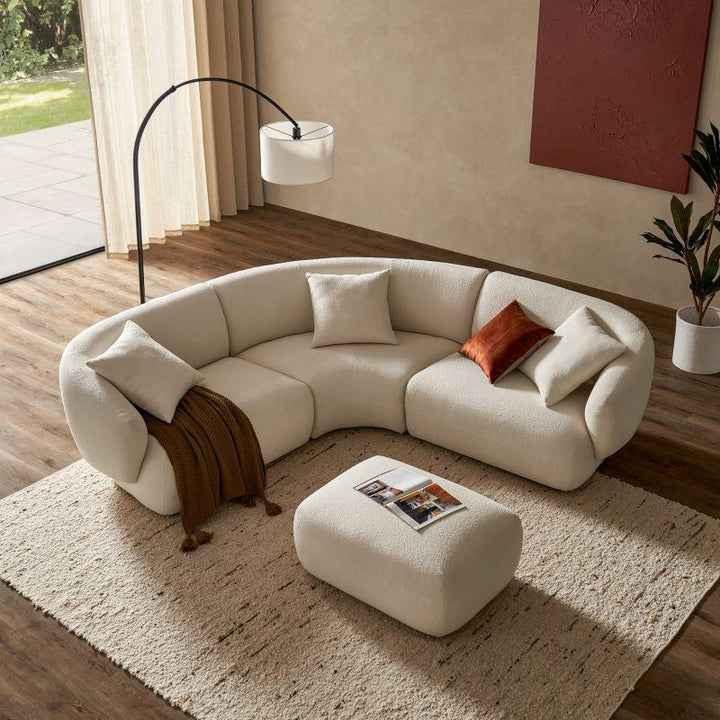 Chic Beige Boucle L-Shaped Sofa - 240x250x45x85 cm - Swedish Wood By Alhome - Zrafh.com - Your Destination for Baby & Mother Needs in Saudi Arabia