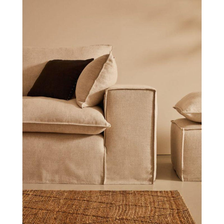 Beige Suede Wood 3-Seater Sofa - Size: 220x85x85, Material: Velvet By Alhome - Zrafh.com - Your Destination for Baby & Mother Needs in Saudi Arabia