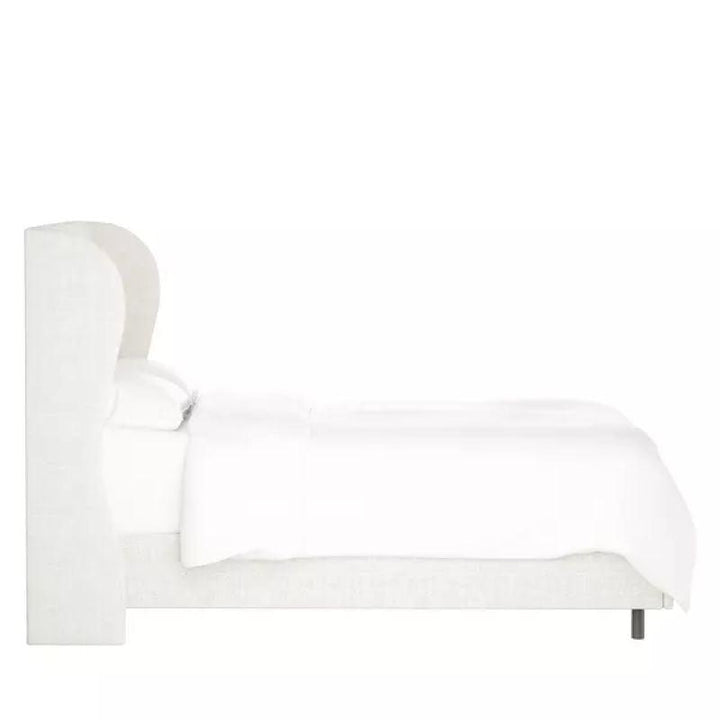 Ivory Linen Elegance: Swedish Wood Super King Bed (200x200x140) by Alhome - Zrafh.com - Your Destination for Baby & Mother Needs in Saudi Arabia