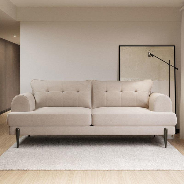 Subtle Splendor: Beige Velvet 3-Seater Sofa By Alhome - Zrafh.com - Your Destination for Baby & Mother Needs in Saudi Arabia