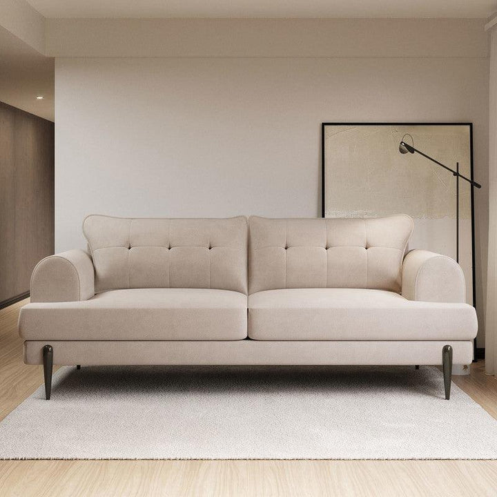 Subtle Splendor: Beige Velvet 3-Seater Sofa By Alhome - Zrafh.com - Your Destination for Baby & Mother Needs in Saudi Arabia