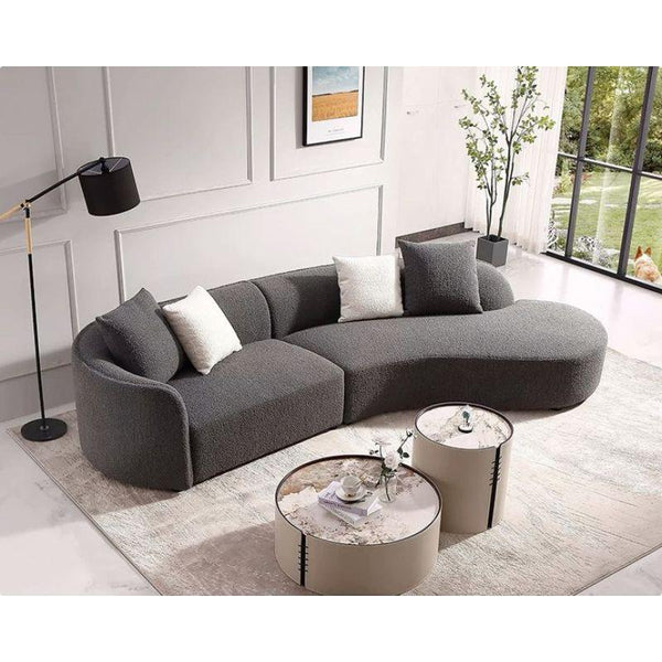 Grand Gray Boucle 4-Seater Sofa - 300x85x45 cm - Swedish Wood By Alhome - Zrafh.com - Your Destination for Baby & Mother Needs in Saudi Arabia