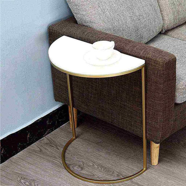 Side Table 40x20x50 cm - Gold & White By Alhome - Zrafh.com - Your Destination for Baby & Mother Needs in Saudi Arabia