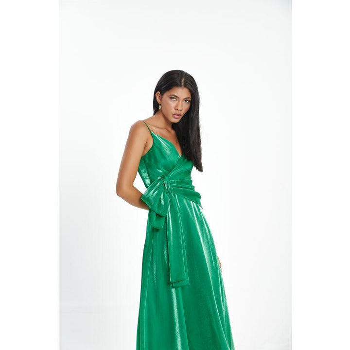 Londonella Women's Long Summer Dress With Straps Shoulders - Green - LON100288 - Zrafh.com - Your Destination for Baby & Mother Needs in Saudi Arabia