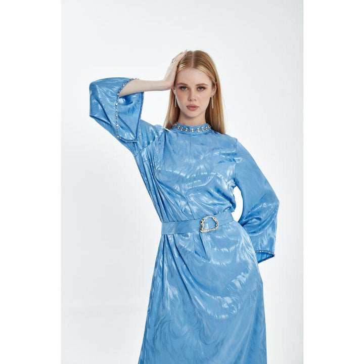 Londonella Women's Long Summer Dress With Long Sleeves And Belt - Lon100307 - Zrafh.com - Your Destination for Baby & Mother Needs in Saudi Arabia