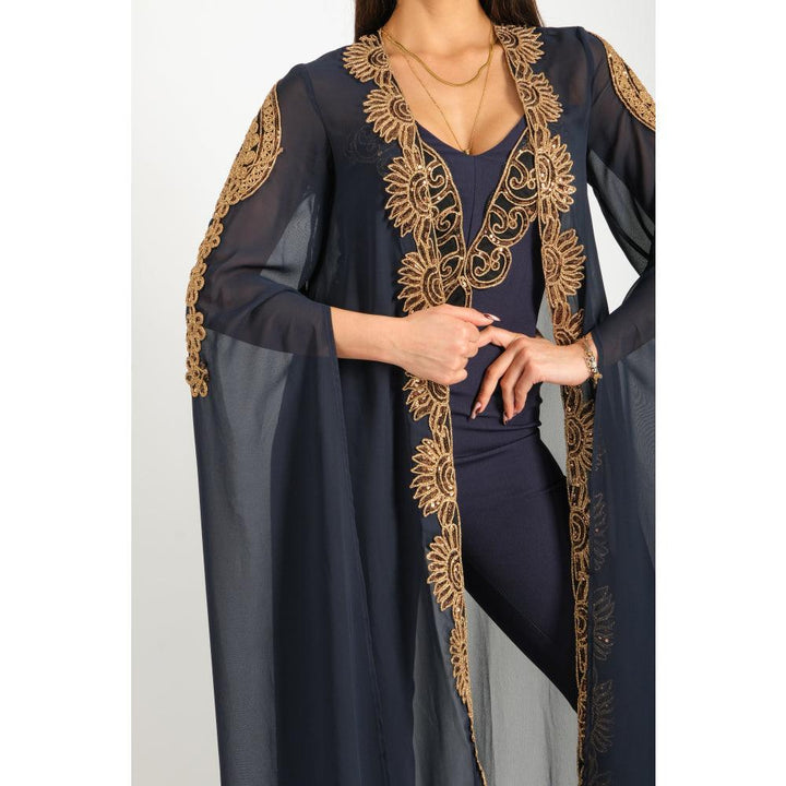 Londonella Women's Party Tracking Suit With Long Sleeve Chiffon Bolero - Navy Blue - 100259 - Zrafh.com - Your Destination for Baby & Mother Needs in Saudi Arabia