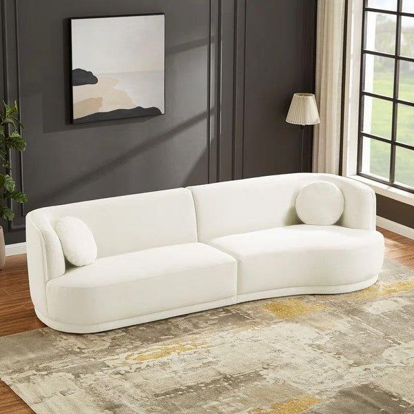 Luxurious White Velvet 3-Seater Sofa Swedish Wood By Alhome - Zrafh.com - Your Destination for Baby & Mother Needs in Saudi Arabia