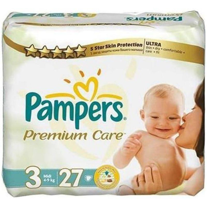 Pampers Baby Diapers Premium Care Size 3 Medium, 4-9 KG ,27 Diapers - ZRAFH