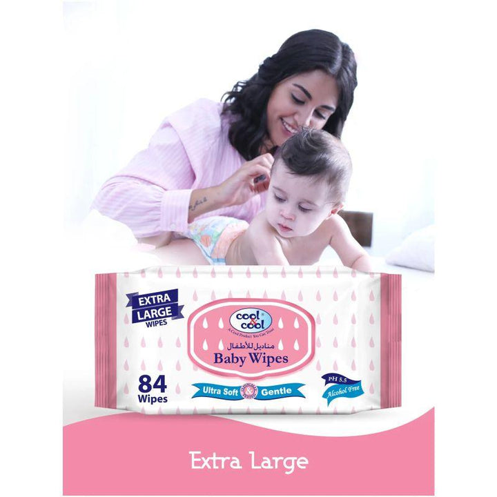 Cool & Cool Baby Wipes Extra Large Pack of 4 - 336 Pieces - Zrafh.com - Your Destination for Baby & Mother Needs in Saudi Arabia