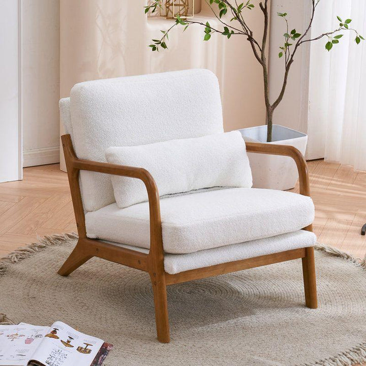 Modern Bouclé Chair - 80x85x85 cm - White - By Alome - Zrafh.com - Your Destination for Baby & Mother Needs in Saudi Arabia