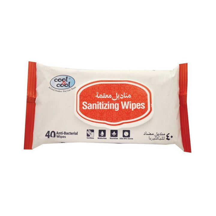 Cool & Cool Sanitizing Wipes - 40 Pieces - Zrafh.com - Your Destination for Baby & Mother Needs in Saudi Arabia