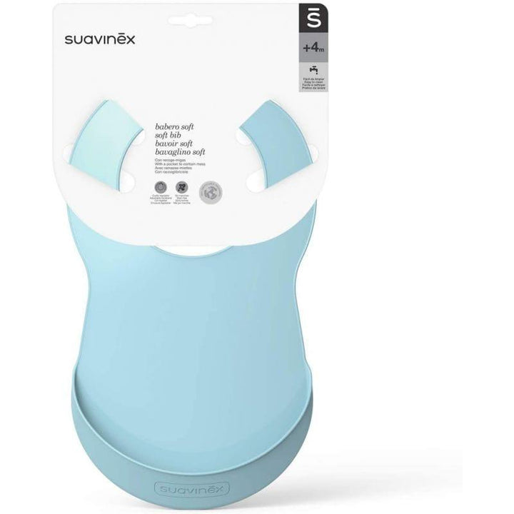Suavinex Adjustable Silicone Soft Bib With Pocket 4+ months - Blue - ZRAFH