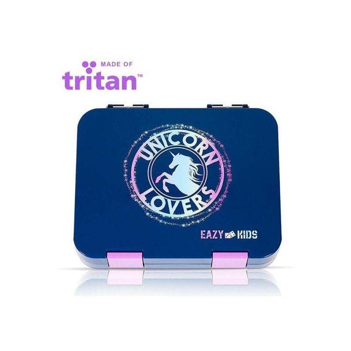 Eazy Kids 6 And 4 Convertible Bento Lunch Box With Sandwich Cutter Set - Unicorn Lover Blue - Zrafh.com - Your Destination for Baby & Mother Needs in Saudi Arabia