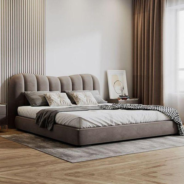 King Bed in Gray Velvet with Swedish Wood Frame By Alhome - Zrafh.com - Your Destination for Baby & Mother Needs in Saudi Arabia