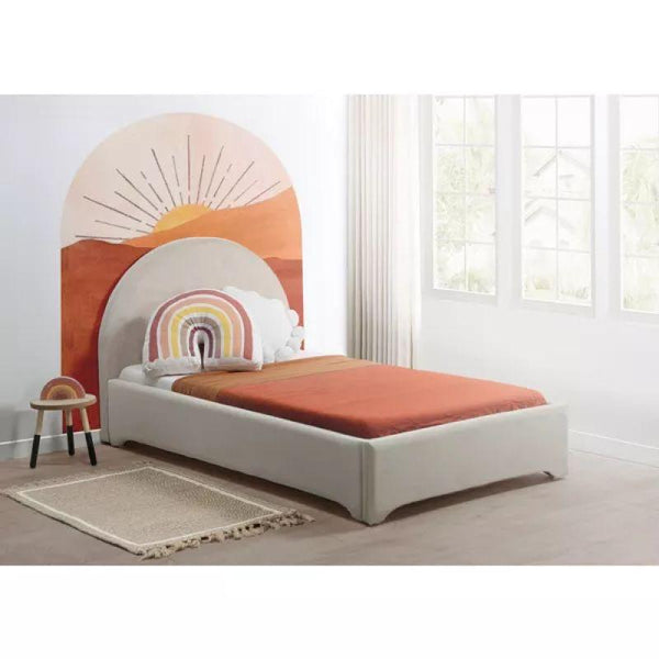 Kids' Beige Fabric Upholstered Wood Bed: Elegant Comfort, 120x200x140 cm by Alhome - Zrafh.com - Your Destination for Baby & Mother Needs in Saudi Arabia