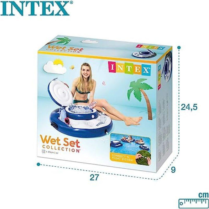 Intex Mega Chill Cool Box Inflatable Swimming Ring Beverage Cooler - Blue - 56822 - ZRAFH
