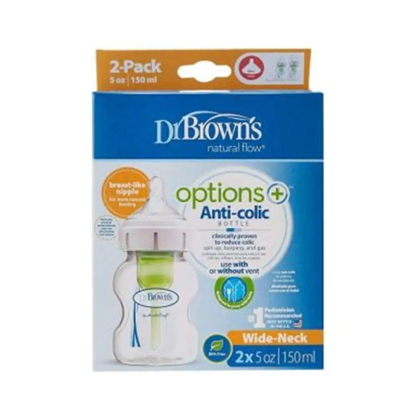 Dr. Brown's Bottle Wide Neck Options - 150ml - 2 Pack - Zrafh.com - Your Destination for Baby & Mother Needs in Saudi Arabia