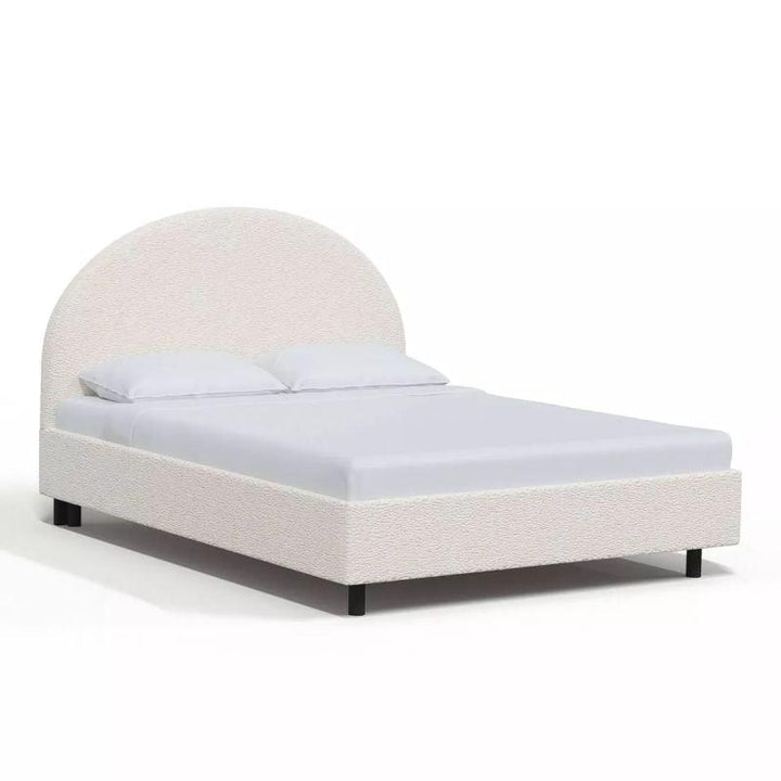 Beige Bouclé Elegance: Swedish Wood Super King Bed (200x200x140) by Alhome - Zrafh.com - Your Destination for Baby & Mother Needs in Saudi Arabia