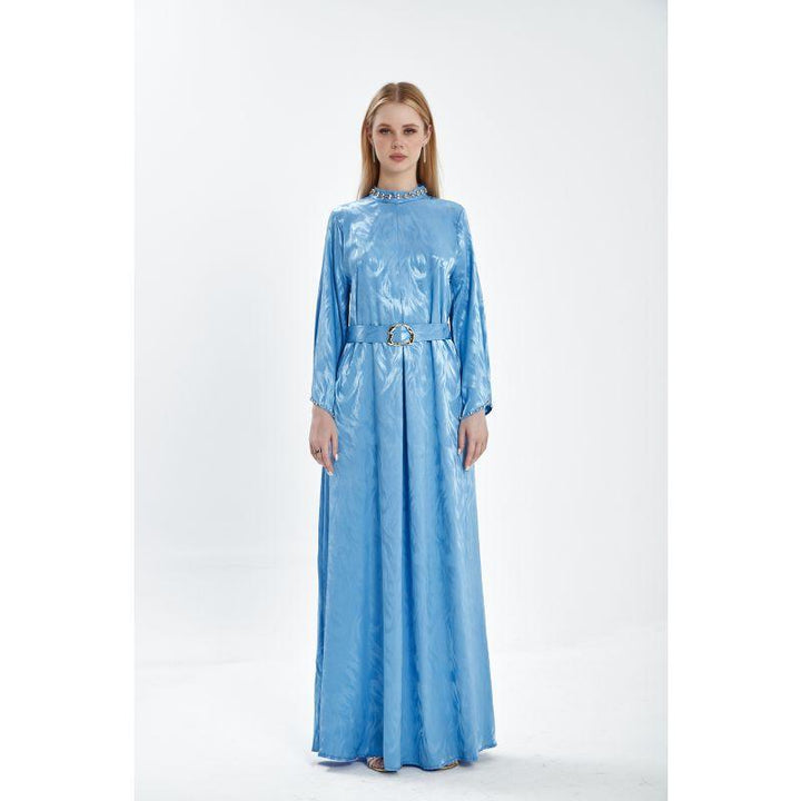 Londonella Women's Long Summer Dress With Long Sleeves And Belt - Lon100307 - Zrafh.com - Your Destination for Baby & Mother Needs in Saudi Arabia