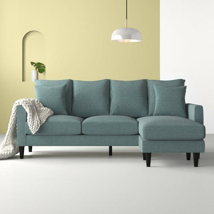 Modern Linen L-Shape Sofa - Teal - 270x150x85x85 cm - By Alhome - Zrafh.com - Your Destination for Baby & Mother Needs in Saudi Arabia