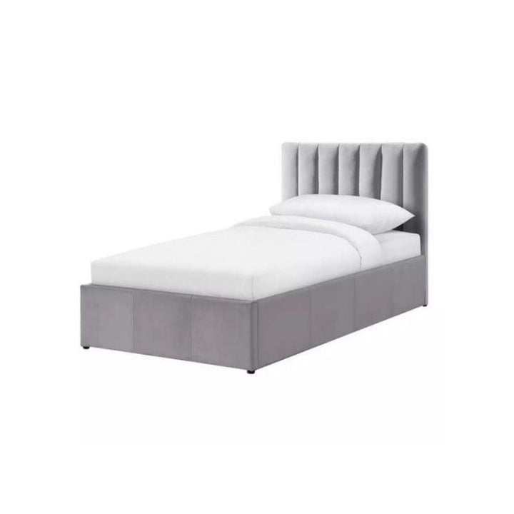 Gray Velvet Single Bed Size 120x200 By Alhome - 110110072 - Zrafh.com - Your Destination for Baby & Mother Needs in Saudi Arabia