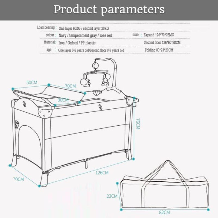 Teknum 4 in 1 Baby Bedside Co-Sleeper Bassinet and Playpen With Rocker - Grey - Zrafh.com - Your Destination for Baby & Mother Needs in Saudi Arabia