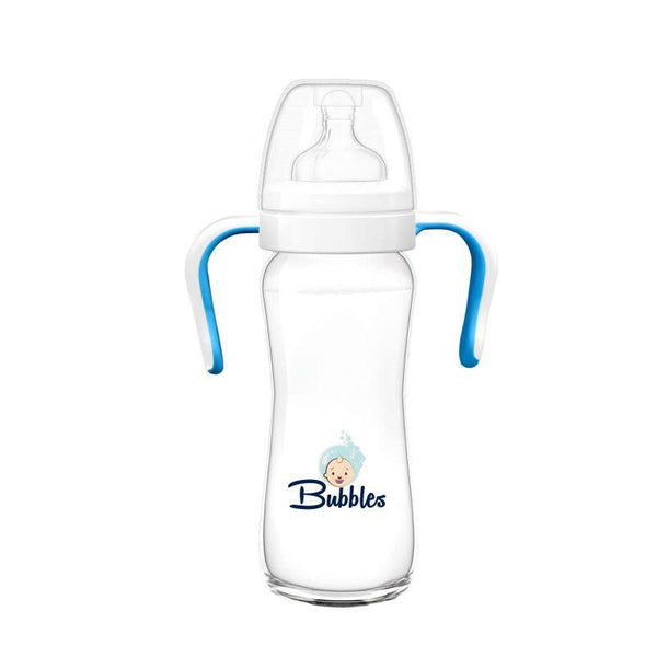 Bubbles Classic Feeding Bottle With Holder 260 ml - 6 month - White - Zrafh.com - Your Destination for Baby & Mother Needs in Saudi Arabia
