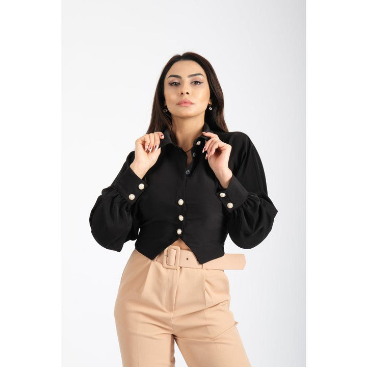 Londonella Women's Short Shirt With Long Sleeves Design - Black - 100215 - Zrafh.com - Your Destination for Baby & Mother Needs in Saudi Arabia