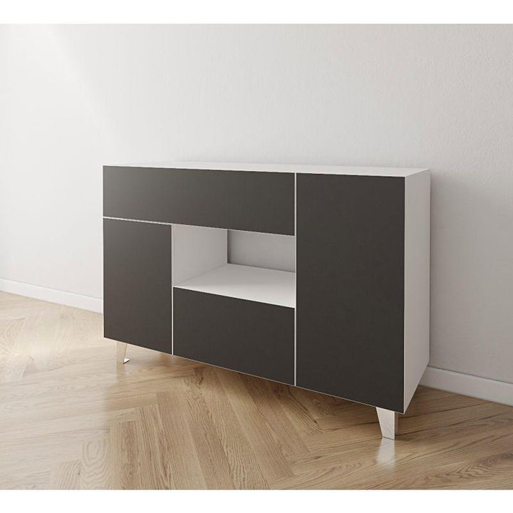 White and Black Coffee Corner with Two Shelves and Two Drawers By Alhome - Zrafh.com - Your Destination for Baby & Mother Needs in Saudi Arabia