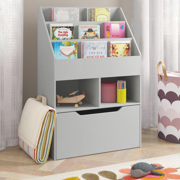 Kids Bookcase: 59x29x89 Wood, Grey by Alhome - Zrafh.com - Your Destination for Baby & Mother Needs in Saudi Arabia