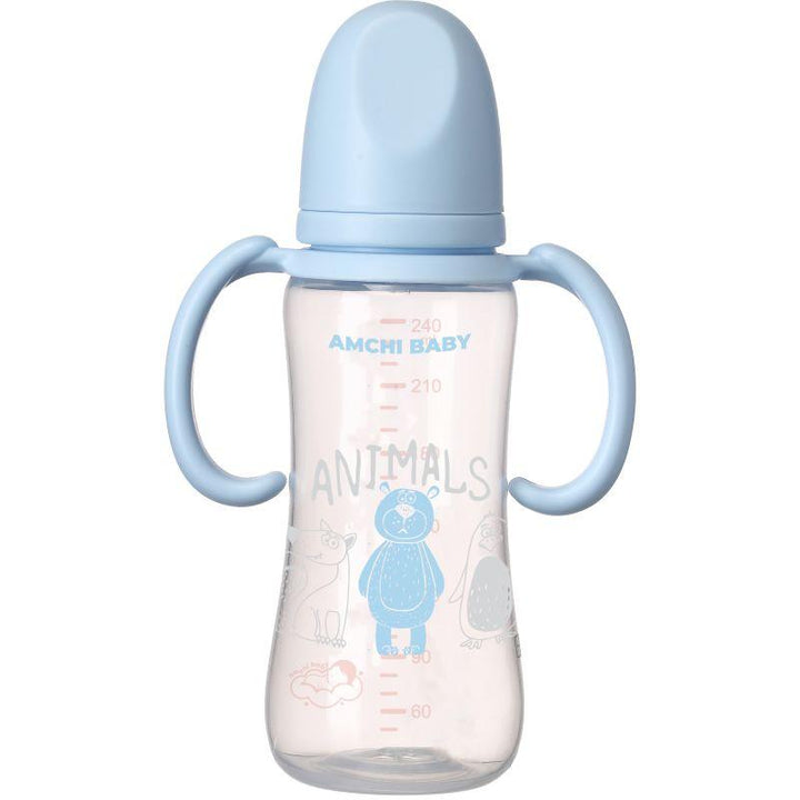 Amchi Baby Feeding Bottle with Handle - 240ml - 0 To 1 Years - Zrafh.com - Your Destination for Baby & Mother Needs in Saudi Arabia