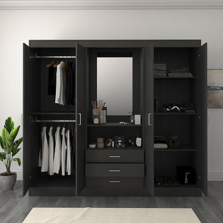 Wardrobe with Black Dresser By Alhome - Zrafh.com - Your Destination for Baby & Mother Needs in Saudi Arabia