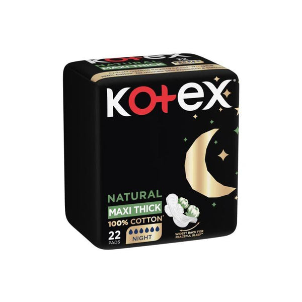 Kotex Female Napkins Natural Maxi Thick Night - 22 Piece x 6 - ZRAFH