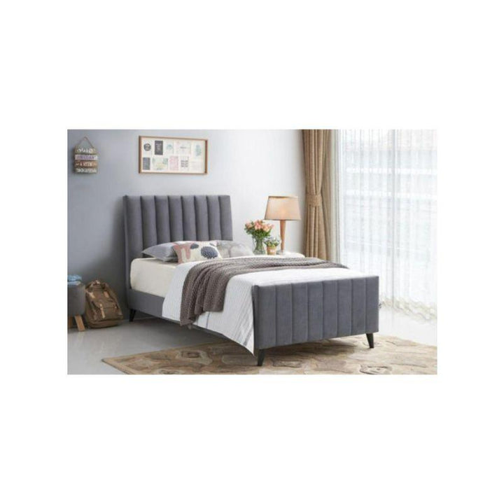 Gray Velvet Single Bed Size 120x200 By Alhome - 110110070 - Zrafh.com - Your Destination for Baby & Mother Needs in Saudi Arabia