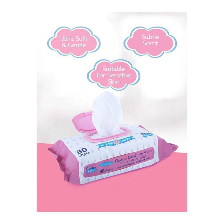 Cool & Cool Baby Wipes - Pink - 80 Pieces - Zrafh.com - Your Destination for Baby & Mother Needs in Saudi Arabia