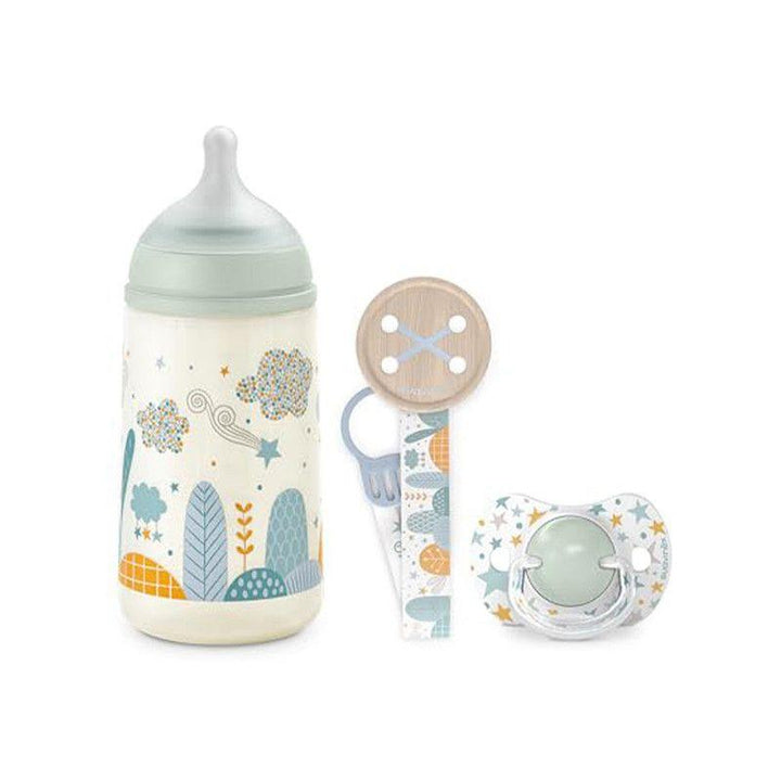 Suavinex Feeding Bottle With Pacifier And Pacifier Clip - Trees - Zrafh.com - Your Destination for Baby & Mother Needs in Saudi Arabia