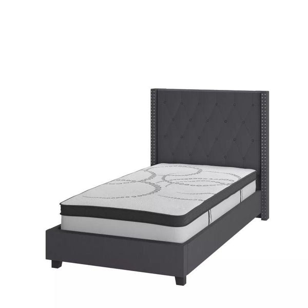 Grey Sophistication: Single Bed in Swedish Wood with Linen Fabric, Color Grey, Dimensions 120x200x140 by Alhome - Zrafh.com - Your Destination for Baby & Mother Needs in Saudi Arabia