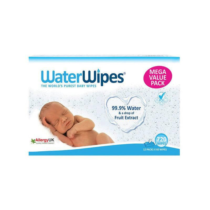 WaterWipes Original Newborn & Premature Baby Wipes, 99.9% Water Based Wet Wipes, Unscented, Delicate & Sensitive Skin, 720 Count (12 packs x 60 wipes)) - ZRAFH