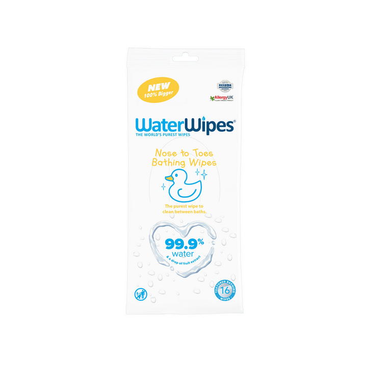 WaterWipes XL Textured Bath Baby Wipes, 99.9% Water Based Wet Wipes, No-Rinse, Unscented, Delicate & Sensitive Skin, 16 Count (1 pack) - ZRAFH