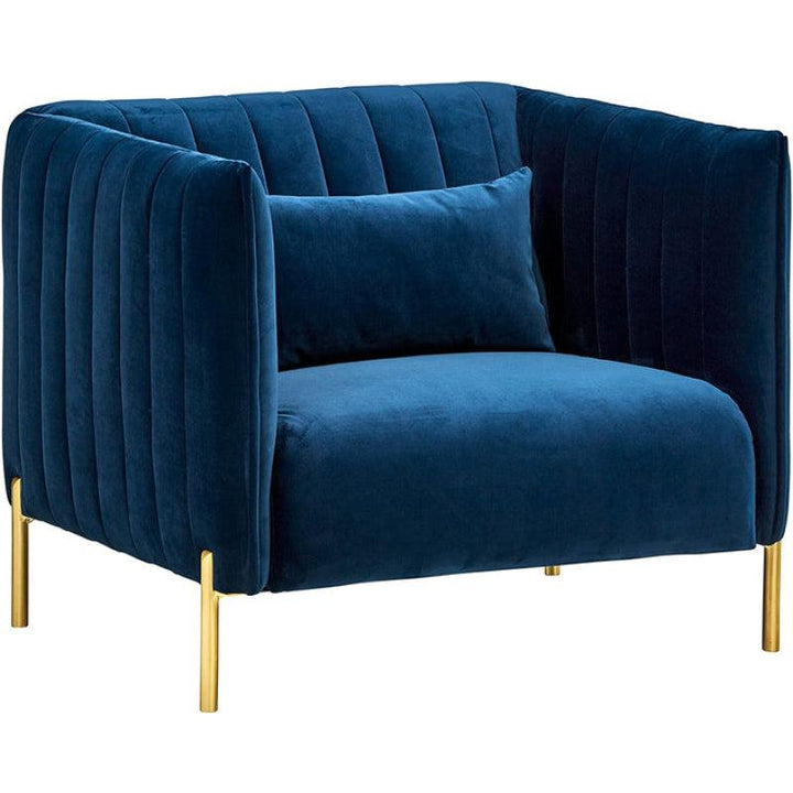 Dark Blue Velvet Accent Chair By Alhome - Zrafh.com - Your Destination for Baby & Mother Needs in Saudi Arabia