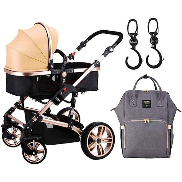 Teknum 3 in 1 Pram stroller + Sunveno Diaper Bags Grey + Hooks - ZRAFH