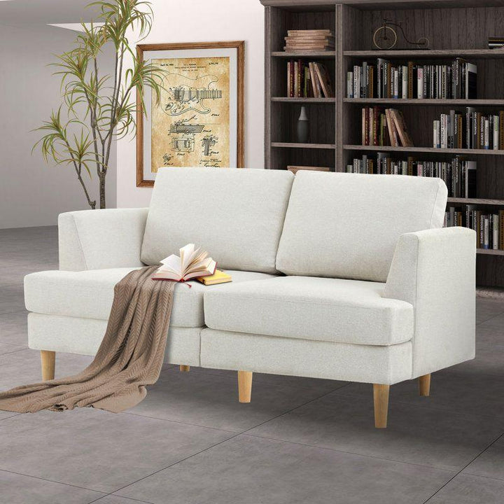 Modern Linen 2 Seater Sofa - White - 180x85x85 cm - By Alhome - Zrafh.com - Your Destination for Baby & Mother Needs in Saudi Arabia